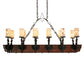 Meyda Lighting Tudor 60" 15-Light Natural Wood & Wrought Iron Island Chandelier With Light Green Jadestone Shade