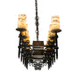 Meyda Lighting Tudor 60" 15-Light Natural Wood & Wrought Iron Island Chandelier With Light Green Jadestone Shade