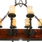 Meyda Lighting Tudor 60" 15-Light Natural Wood & Wrought Iron Island Chandelier With Light Green Jadestone Shade
