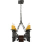 Meyda Lighting Tudor 60" 15-Light Wrought Iron Chandelier With Amber Faux Candlelight