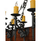 Meyda Lighting Tudor 60" 15-Light Wrought Iron Chandelier With Amber Faux Candlelight