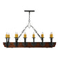 Meyda Lighting Tudor 60" 15-Light Wrought Iron Chandelier With Amber Faux Candlelight