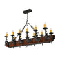 Meyda Lighting Tudor 60" 15-Light Wrought Iron Chandelier With Amber Faux Candlelight
