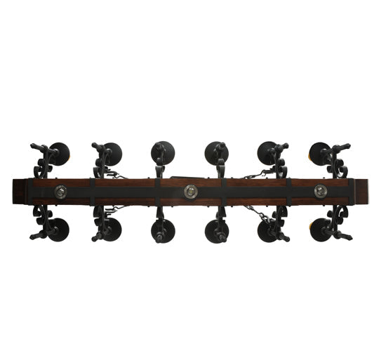 Meyda Lighting Tudor 60" 15-Light Wrought Iron Chandelier With Amber Faux Candlelight