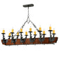Meyda Lighting Tudor 60" 15-Light Wrought Iron Chandelier With Amber Faux Candlelight