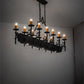 Meyda Lighting Tudor 60" 15-Light Wrought Iron & Wood Grain Island Chandelier With Amber Faux Candlelight