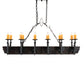 Meyda Lighting Tudor 60" 15-Light Wrought Iron & Wood Grain Island Chandelier With Amber Faux Candlelight