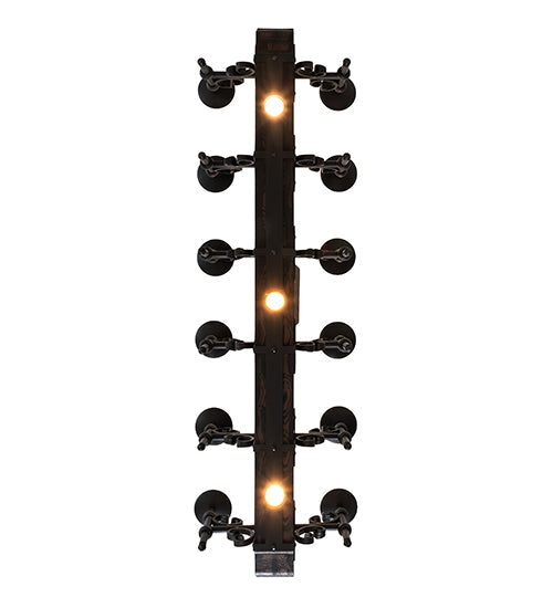 Meyda Lighting Tudor 60" 15-Light Wrought Iron & Wood Grain Island Chandelier With Amber Faux Candlelight