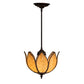 Meyda Lighting Tulip 11" Craftsman Brown On Brass Pendant Light With Beige Art Shade Glass