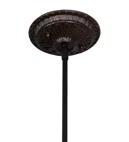 Meyda Lighting Tulip 11" Craftsman Brown On Brass Pendant Light With Beige Art Shade Glass