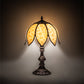Meyda Lighting Tulip 18" Craftsman Brown On Brass Accent Table Lamp With Beige Art Shade Glass