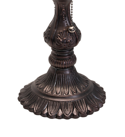 Meyda Lighting Tulip 18" Craftsman Brown On Brass Accent Table Lamp With Beige Art Shade Glass