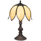 Meyda Lighting Tulip 18" Craftsman Brown On Brass Accent Table Lamp With Beige Art Shade Glass