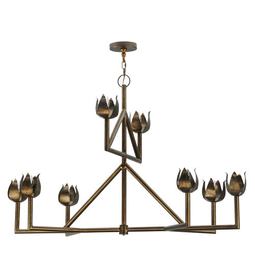 Meyda Lighting Tulip 55" 8-Light 2-Tier Antique Copper Chandelier