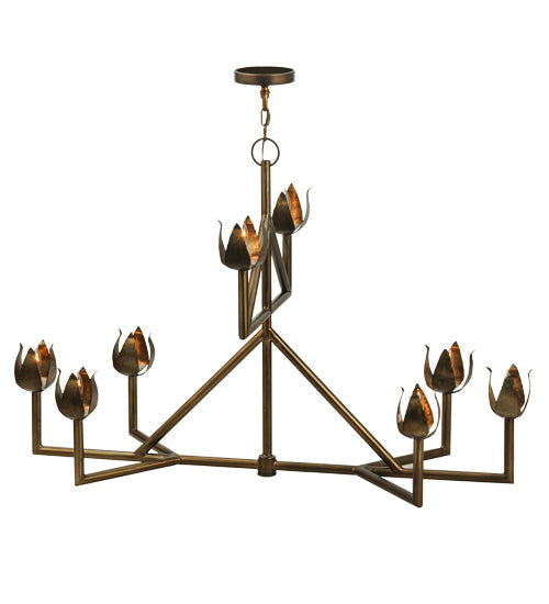 Meyda Lighting Tulip 55" 8-Light 2-Tier Antique Copper Chandelier