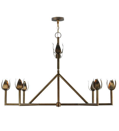 Meyda Lighting Tulip 55" 8-Light 2-Tier Antique Copper Chandelier