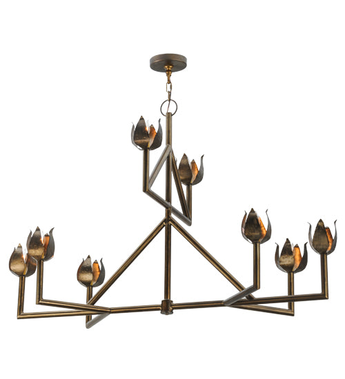 Meyda Lighting Tulip 55" 8-Light 2-Tier Antique Copper Chandelier