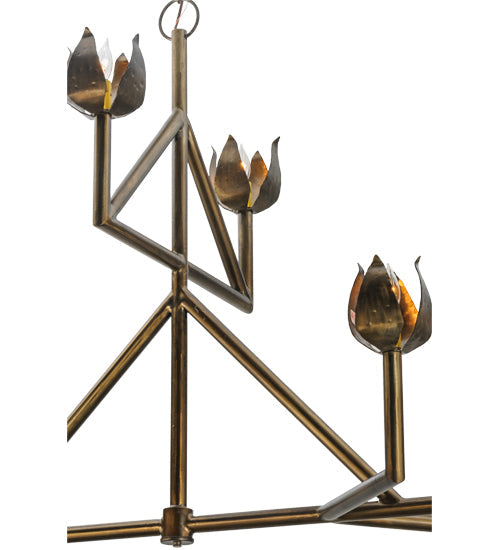 Meyda Lighting Tulip 55" 8-Light 2-Tier Antique Copper Chandelier
