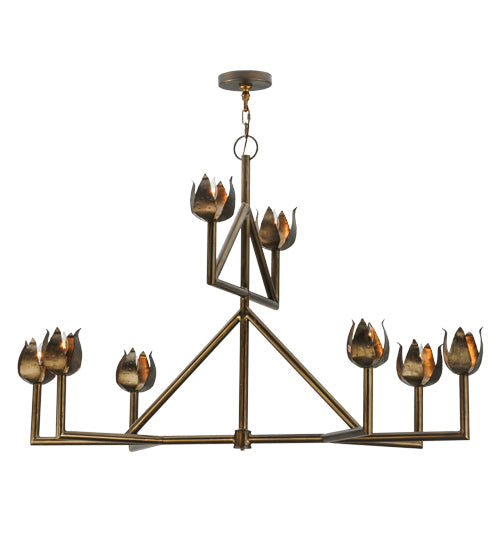 Meyda Lighting Tulip 55" 8-Light 2-Tier Antique Copper Chandelier