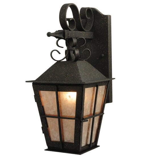 Meyda Lighting Turin 9" Euro Cafe Lantern Wall Sconce Silver Mica Shade Glass
