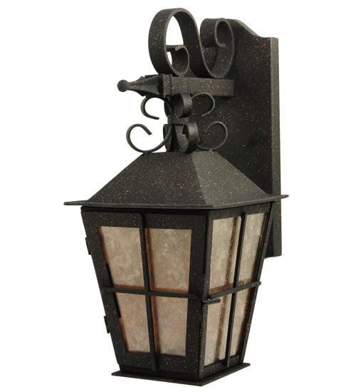 Meyda Lighting Turin 9" Euro Cafe Lantern Wall Sconce Silver Mica Shade Glass