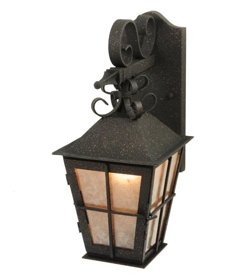 Meyda Lighting Turin 9" Euro Cafe Lantern Wall Sconce Silver Mica Shade Glass