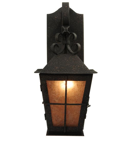 Meyda Lighting Turin 9" Euro Cafe Lantern Wall Sconce Silver Mica Shade Glass