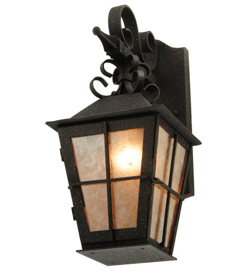 Meyda Lighting Turin 9" Euro Cafe Lantern Wall Sconce Silver Mica Shade Glass