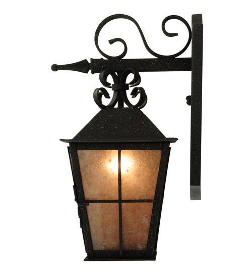 Meyda Lighting Turin 9" Euro Cafe Lantern Wall Sconce Silver Mica Shade Glass