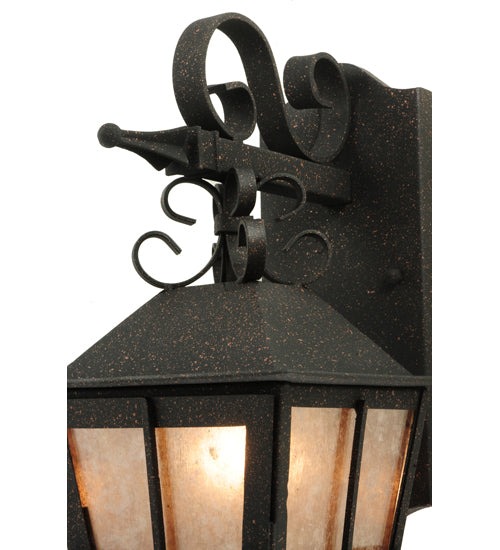 Meyda Lighting Turin 9" Euro Cafe Lantern Wall Sconce Silver Mica Shade Glass