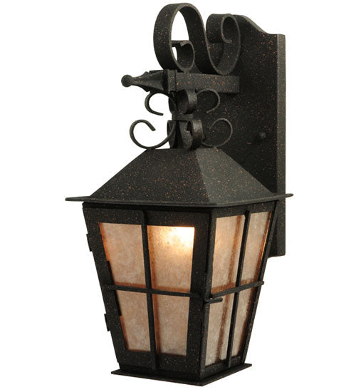 Meyda Lighting Turin 9" Euro Cafe Lantern Wall Sconce Silver Mica Shade Glass