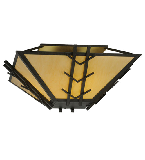 Meyda Lighting Turk 42" 8-Light Antique Iron Gate Semi-flush Mount Light With Sahara Taupe Idalight Shade