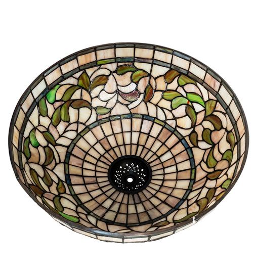 Meyda Lighting Turning Leaf 16" Beige & Green Shade Glass