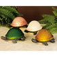 Meyda Lighting Turtle 4" Metal Brass Base Accent Table Lamp With Green Carapace Shade Glass