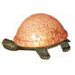 Meyda Lighting Turtle 4" Metal Brass Base Accent Table Lamp With Pink Carapace Shade Glass