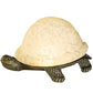 Meyda Lighting Turtle 4" Metal Brass Base Accent Table Lamp With White Carapace Shade Glass