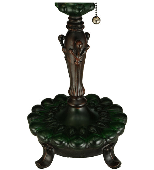 Meyda Lighting Turtleback 24" 2-Light Mahogany Bronze Table Lamp With Green Shade Glass