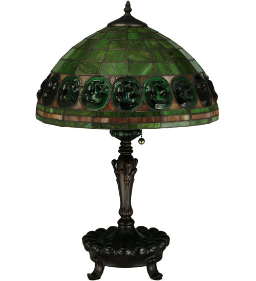 Meyda Lighting Turtleback 24" 2-Light Mahogany Bronze Table Lamp With Green Shade Glass