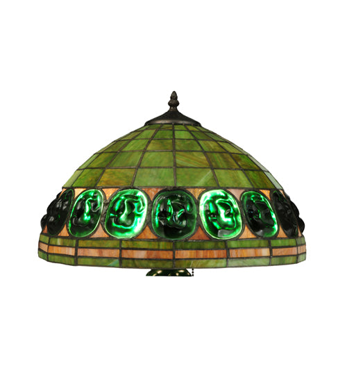 Meyda Lighting Turtleback 24" 2-Light Mahogany Bronze Table Lamp With Green Shade Glass