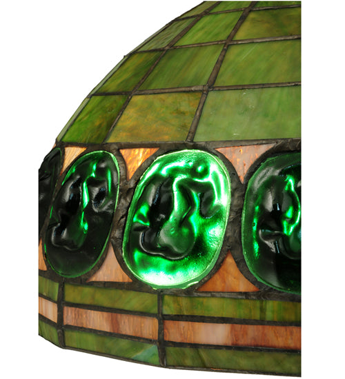 Meyda Lighting Turtleback 24" 2-Light Mahogany Bronze Table Lamp With Green Shade Glass