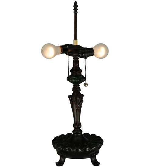 Meyda Lighting Turtleback 24" 2-Light Mahogany Bronze Table Lamp With Green Shade Glass