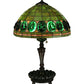Meyda Lighting Turtleback 24" 2-Light Mahogany Bronze Table Lamp With Green Shade Glass