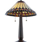 Meyda Lighting Tuscaloosa 25" 2-Light Mahogany Bronze Table Lamp With Multi-Colored Shade Glass