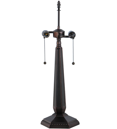 Meyda Lighting Tuscaloosa 25" 2-Light Mahogany Bronze Table Lamp With Multi-Colored Shade Glass