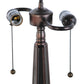 Meyda Lighting Tuscaloosa 25" 2-Light Mahogany Bronze Table Lamp With Multi-Colored Shade Glass
