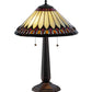 Meyda Lighting Tuscaloosa 25" 2-Light Mahogany Bronze Table Lamp With Multi-Colored Shade Glass