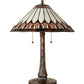 Meyda Lighting Tuscaloosa 25" 3-Light Mahogany Bronze Table Lamp With Multi-Colored Shade Glass