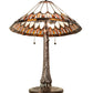 Meyda Lighting Tuscaloosa 25" 3-Light Mahogany Bronze Table Lamp With Multi-Colored Shade Glass