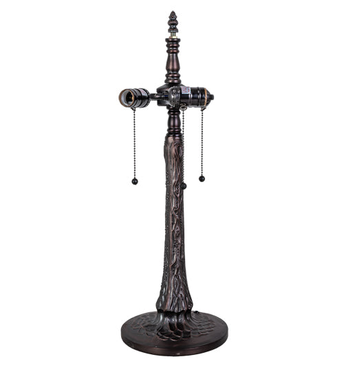 Meyda Lighting Tuscaloosa 25" 3-Light Mahogany Bronze Table Lamp With Multi-Colored Shade Glass