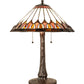 Meyda Lighting Tuscaloosa 25" 3-Light Mahogany Bronze Table Lamp With Multi-Colored Shade Glass